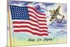WWII Promotion - Keep 'em Flying, US Flag and Bomber-Lantern Press-Mounted Premium Giclee Print