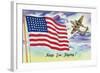 WWII Promotion - Keep 'em Flying, US Flag and Bomber-Lantern Press-Framed Art Print