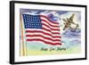 WWII Promotion - Keep 'em Flying, US Flag and Bomber-Lantern Press-Framed Art Print