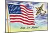 WWII Promotion - Keep 'em Flying, US Flag and Bomber-Lantern Press-Mounted Art Print