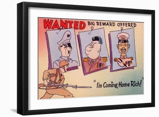 WWII Propaganda - Axis Leaders Wanted-Lantern Press-Framed Art Print