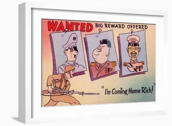 WWII Propaganda - Axis Leaders Wanted-Lantern Press-Framed Art Print