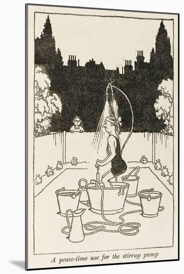 WWII Recycling: Stirrup Pump Bathing-William Heath Robinson-Mounted Art Print