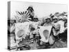 WWII U.S. Marines Capture Flags-null-Stretched Canvas