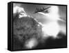 WWII U.S. Superfortress Afire-null-Framed Stretched Canvas