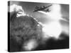 WWII U.S. Superfortress Afire-null-Stretched Canvas