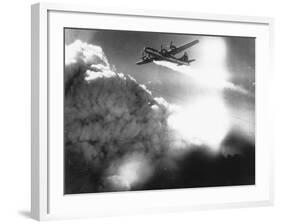 WWII U.S. Superfortress Afire-null-Framed Photographic Print