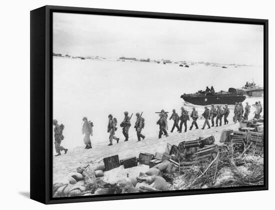 WWII U.S. Troops Invade Saipan-null-Framed Stretched Canvas