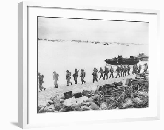 WWII U.S. Troops Invade Saipan-null-Framed Photographic Print