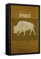 WY State Minimalist Posters-Red Atlas Designs-Framed Stretched Canvas