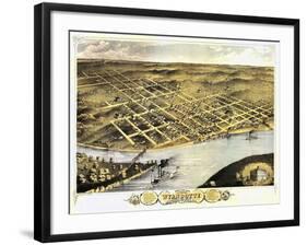 Wyandotte County, Kansas - Panoramic Map-Lantern Press-Framed Art Print