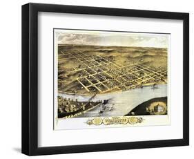 Wyandotte County, Kansas - Panoramic Map-Lantern Press-Framed Art Print