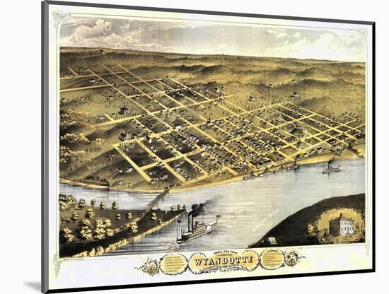 Wyandotte County, Kansas - Panoramic Map-Lantern Press-Mounted Art Print