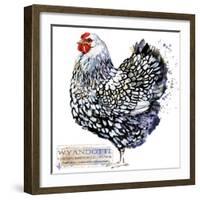 Wyandotte Hen. Poultry Farming. Chicken Breeds Series. Domestic Farm Bird Watercolor Illustration.-Faenkova Elena-Framed Art Print