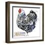 Wyandotte Hen. Poultry Farming. Chicken Breeds Series. Domestic Farm Bird Watercolor Illustration.-Faenkova Elena-Framed Art Print