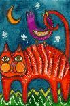 Blue Cat in the Flower Garden-Wyanne-Giclee Print