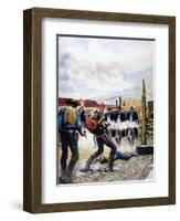 Wyatt Earp and the Battle of the Ok Corral-English School-Framed Giclee Print