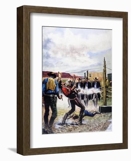 Wyatt Earp and the Battle of the Ok Corral-English School-Framed Giclee Print