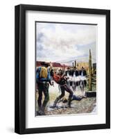 Wyatt Earp and the Battle of the Ok Corral-English School-Framed Giclee Print