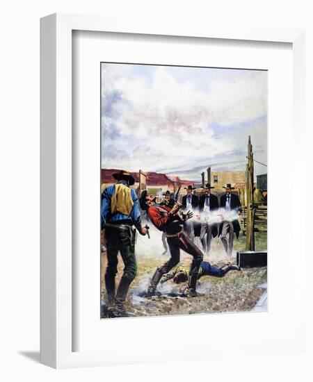 Wyatt Earp and the Battle of the Ok Corral-English School-Framed Giclee Print