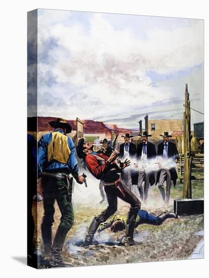Wyatt Earp and the Battle of the Ok Corral-English School-Stretched Canvas