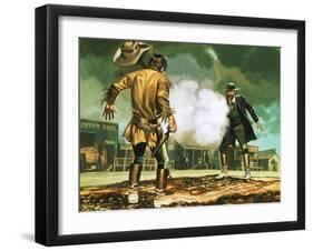 Wyatt Earp at Work in Dodge City-Ron Embleton-Framed Giclee Print