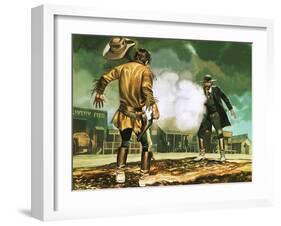 Wyatt Earp at Work in Dodge City-Ron Embleton-Framed Giclee Print