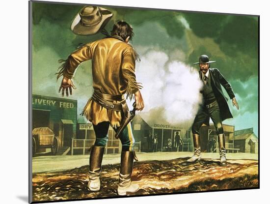 Wyatt Earp at Work in Dodge City-Ron Embleton-Mounted Giclee Print