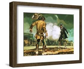 Wyatt Earp at Work in Dodge City-Ron Embleton-Framed Giclee Print