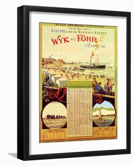 Wyk Auf Fohr', Poster Advertising the Wyk Steam Shipping Company, 1897-German School-Framed Giclee Print