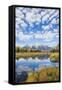 Wyoming, Autumn Color Along Snake River at Schwabacher Landing with Teton Mountains as a Backdrop-Elizabeth Boehm-Framed Stretched Canvas