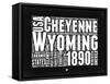 Wyoming Black and White Map-NaxArt-Framed Stretched Canvas