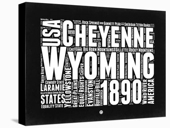 Wyoming Black and White Map-NaxArt-Stretched Canvas