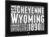 Wyoming Black and White Map-NaxArt-Stretched Canvas