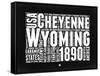 Wyoming Black and White Map-NaxArt-Framed Stretched Canvas