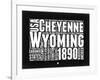 Wyoming Black and White Map-NaxArt-Framed Art Print