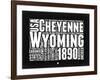 Wyoming Black and White Map-NaxArt-Framed Art Print
