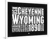 Wyoming Black and White Map-NaxArt-Framed Art Print