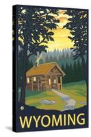 Wyoming, Cabin Scene-Lantern Press-Stretched Canvas