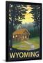 Wyoming, Cabin Scene-Lantern Press-Framed Art Print