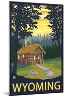 Wyoming, Cabin Scene-Lantern Press-Mounted Art Print