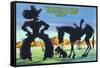 Wyoming - Cowboy with Horse and Dog across Hills and Prairies-Lantern Press-Framed Stretched Canvas