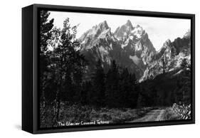 Wyoming - Glacier Covered Teton Range-Lantern Press-Framed Stretched Canvas