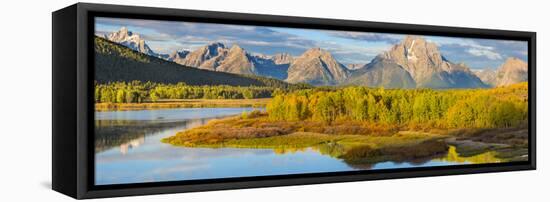 Wyoming, Grand Teton National Park. Panorama of Sunrise on Snake River-Jaynes Gallery-Framed Stretched Canvas