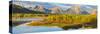 Wyoming, Grand Teton National Park. Panorama of Sunrise on Snake River-Jaynes Gallery-Stretched Canvas