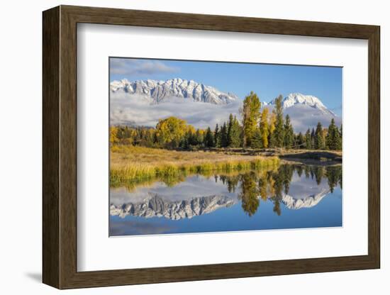 Wyoming. Grand Teton NP, Schwabacher Landing, Mt. Moran and the Teton mountains-Elizabeth Boehm-Framed Photographic Print