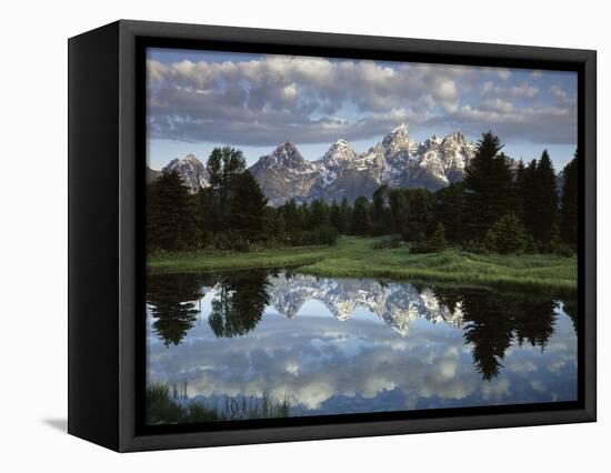 Wyoming, Grand Teton NP, the Grand Tetons and Clouds-Christopher Talbot Frank-Framed Stretched Canvas