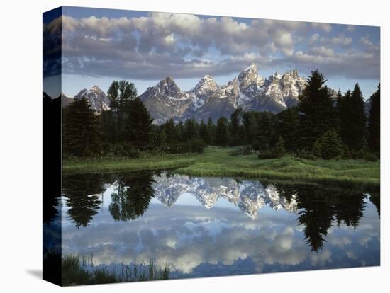 Wyoming, Grand Teton NP, the Grand Tetons and Clouds-Christopher Talbot Frank-Stretched Canvas