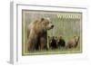 Wyoming - Grizzly Bear and Cubs (James T. Jones) Lantern Press Photography-Lantern Press-Framed Art Print