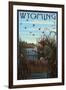 Wyoming - Hunter and Lake-Lantern Press-Framed Art Print